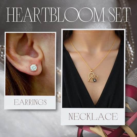 Heartbloom necklace and Stud earrings set
