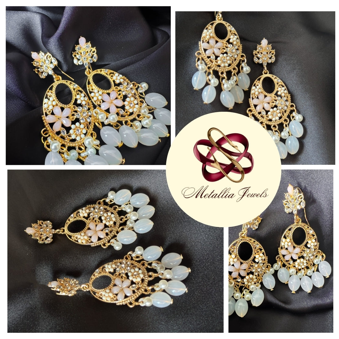 Pearl White Chandelier Earrings